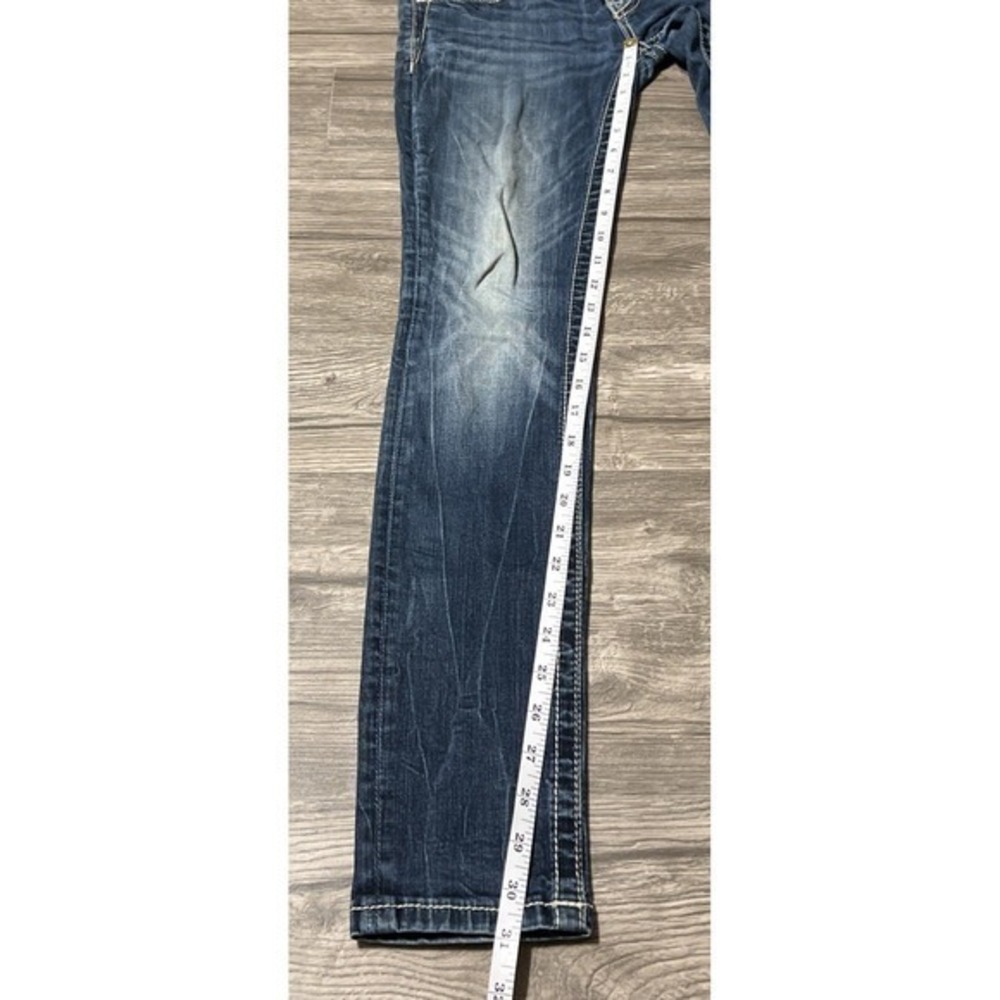 Miss Me Signature Embroidery Destroyed Pocket LowRise Skinny Jeans SZ 26 (28x31) - Picture 4 of 11